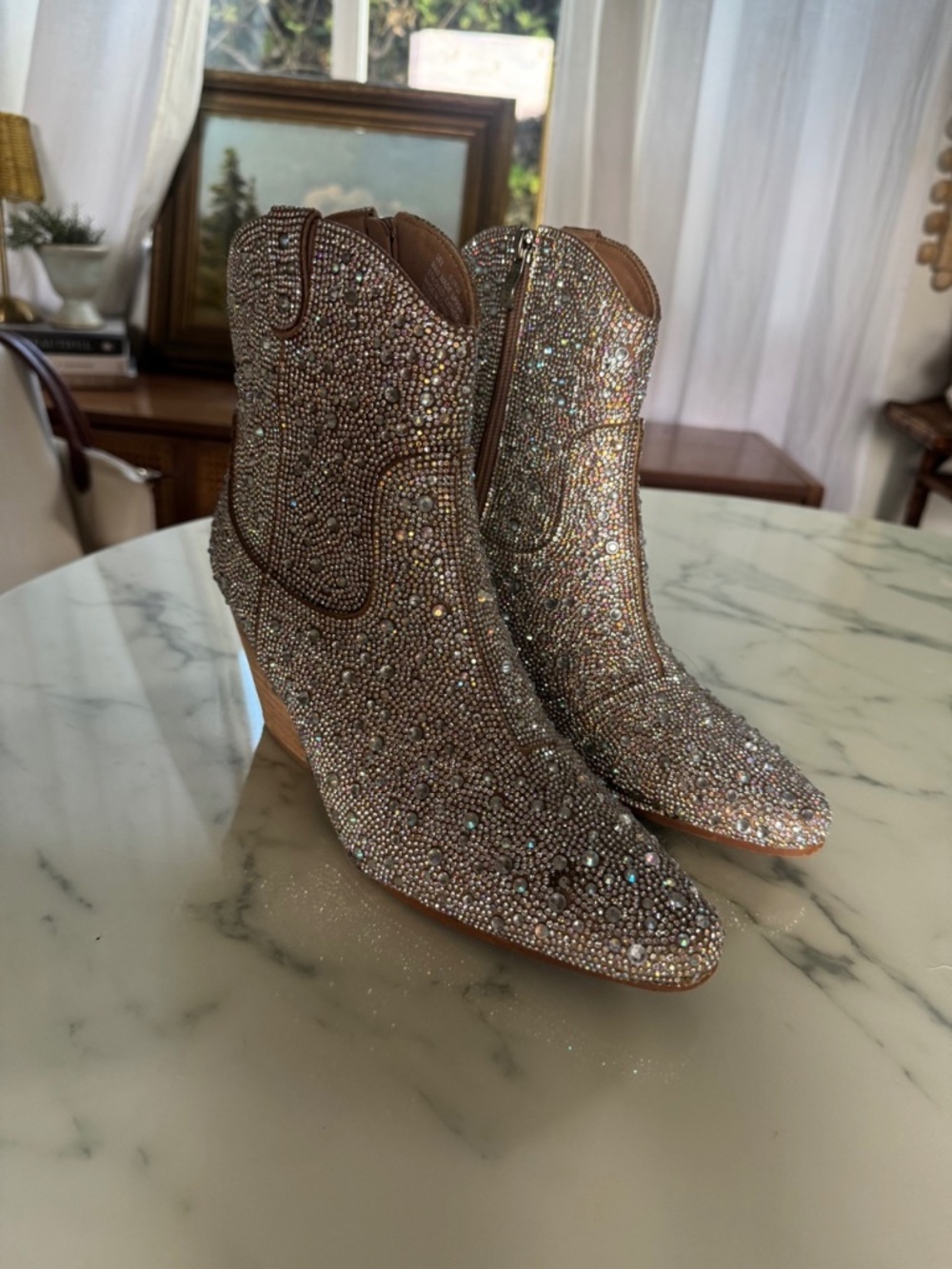 Cozzy Girl Rhinestone Crystal Western Cowboy Boots Size 8